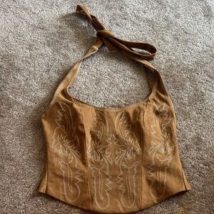 Windsor Tan Embroidered Shoulder Bag